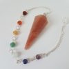 Peach Moonstone Facet Pendulum With Chakra Chain 2